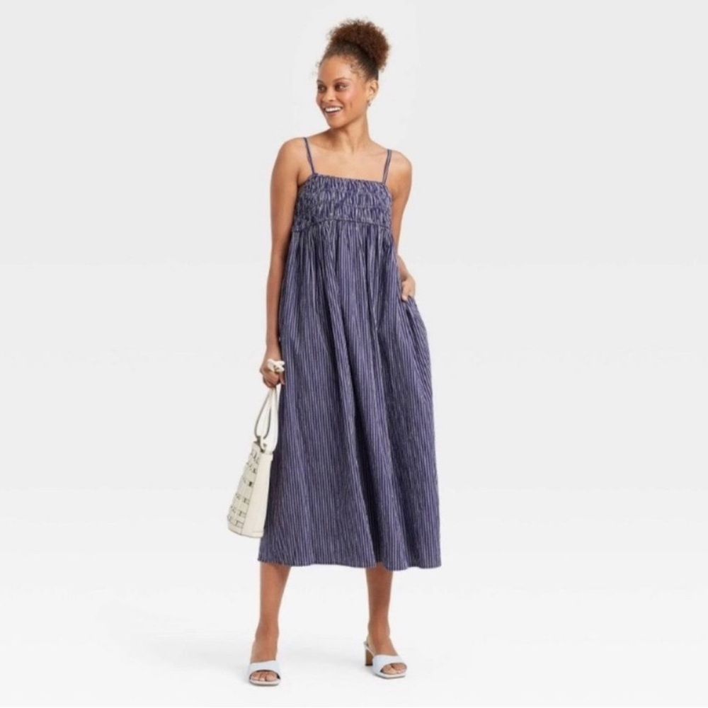 A New Day Navy and White Striped Dress